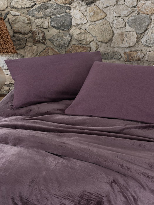 L'essentiel linge de maison Flossy - Plum Juego de funda de edredón doble